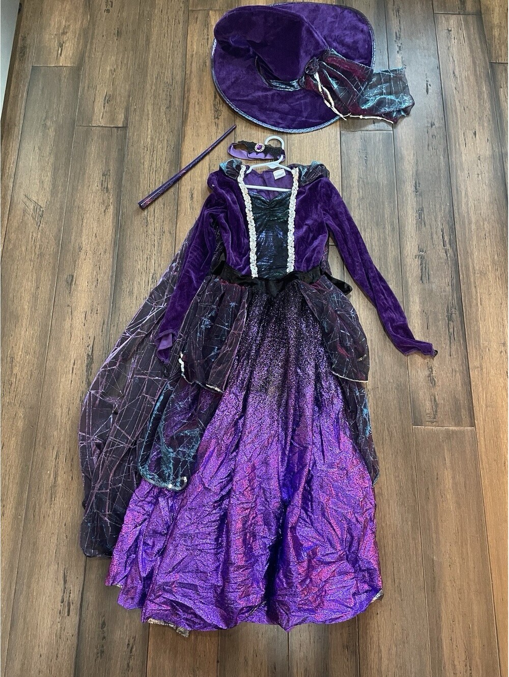 Halloween Enchanted Witch Costume Child 12-14 Purple Metallic -Spirit Signature